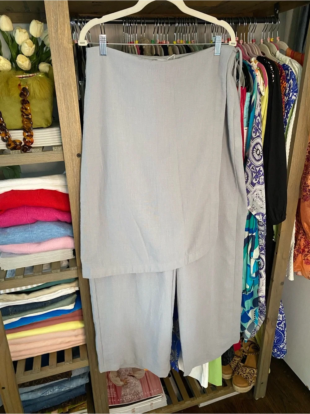 ZARA Gray Wrap Midi Skirt Overlay Pants! 🐦